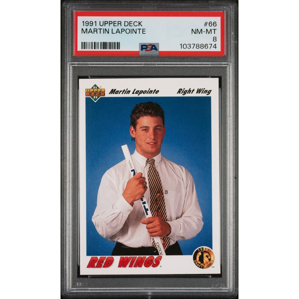 1991 Upper Deck #66 Martin Lapointe RC PSA 8 Detroit Red Wings - Pop 2